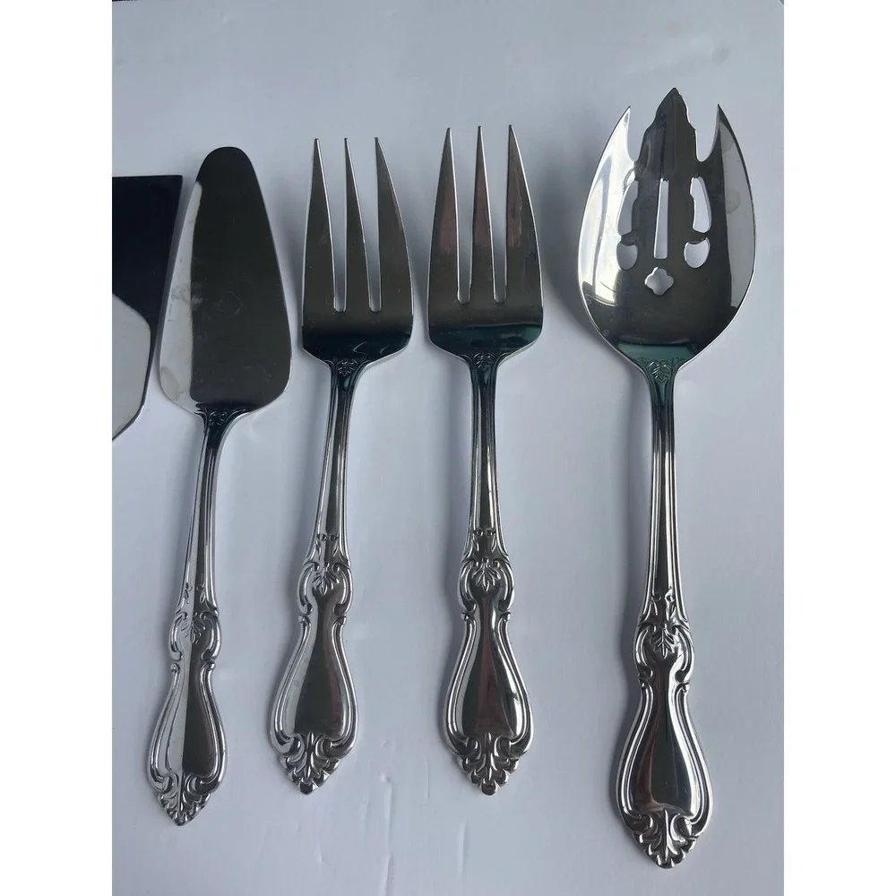 Reed & Barton 18/10 Stainless Steel Ornate Serving Set 15 Piece‎ Silverware